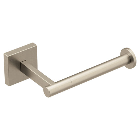 Moen Triva brushed nickel wall-mounted toilet paper holder for a clean, modern look.