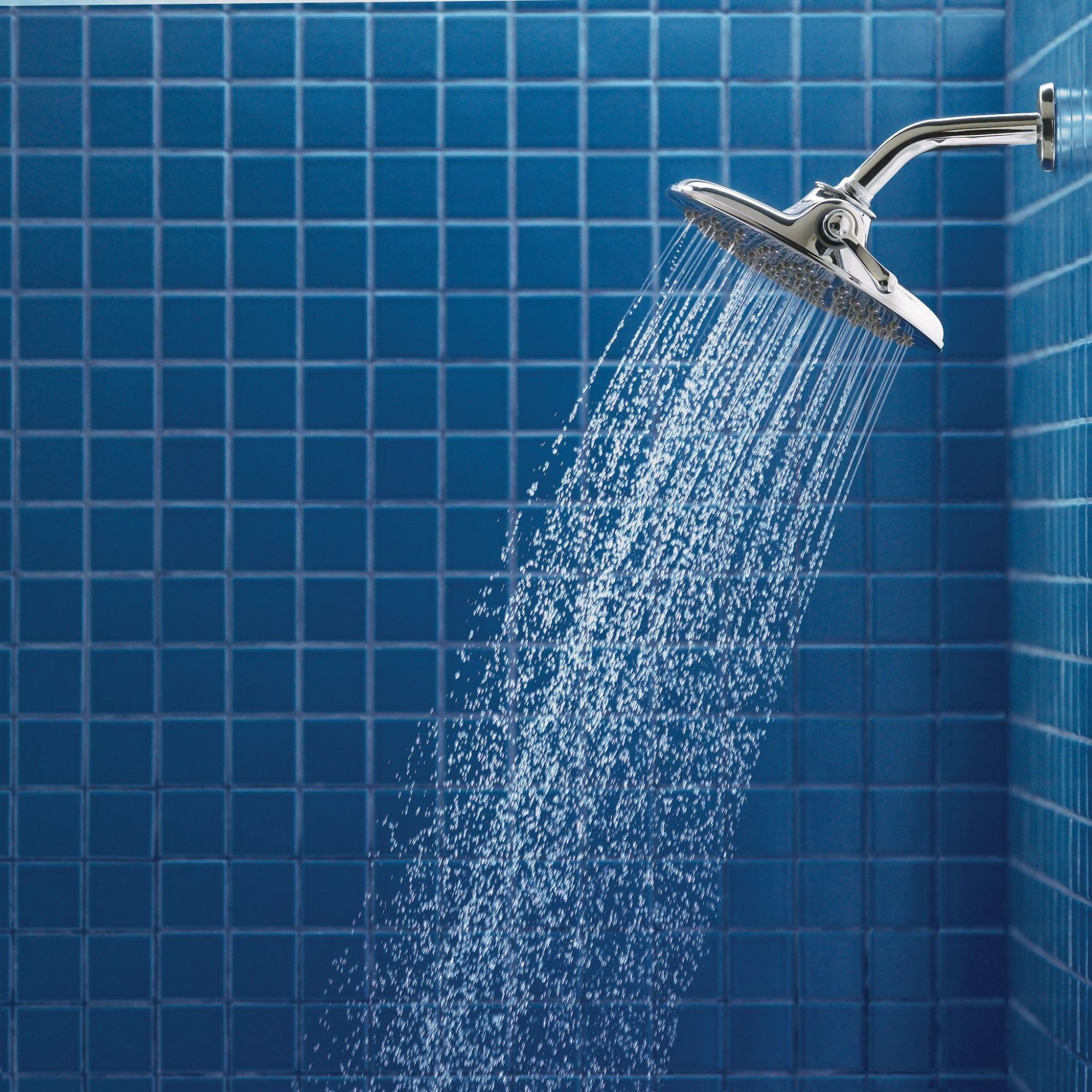 Moen Velocity chrome finish adds a mirror-like shine to any bathroom.