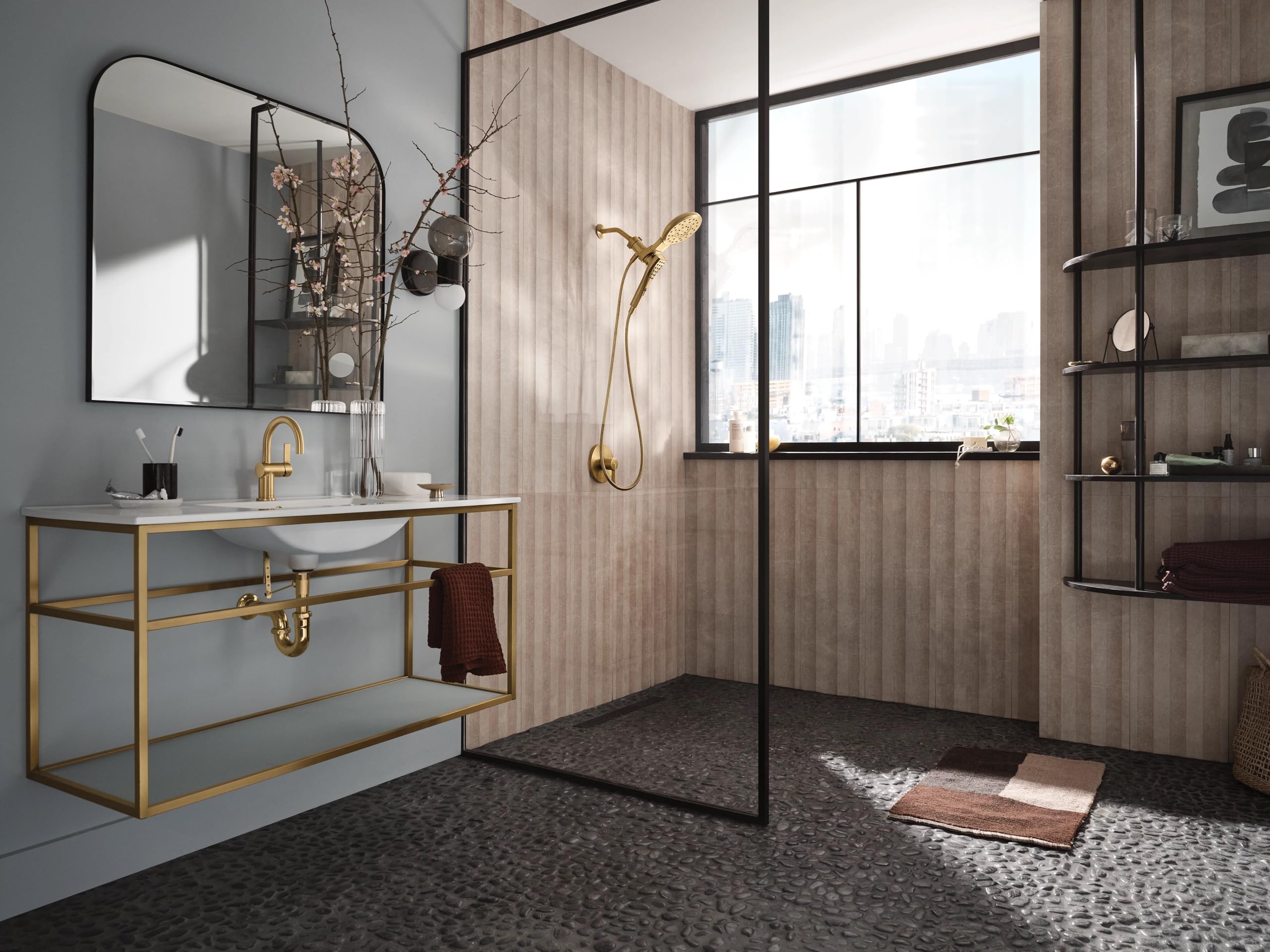 Moen Verso detachable handshower with magnetic dock for easy release.