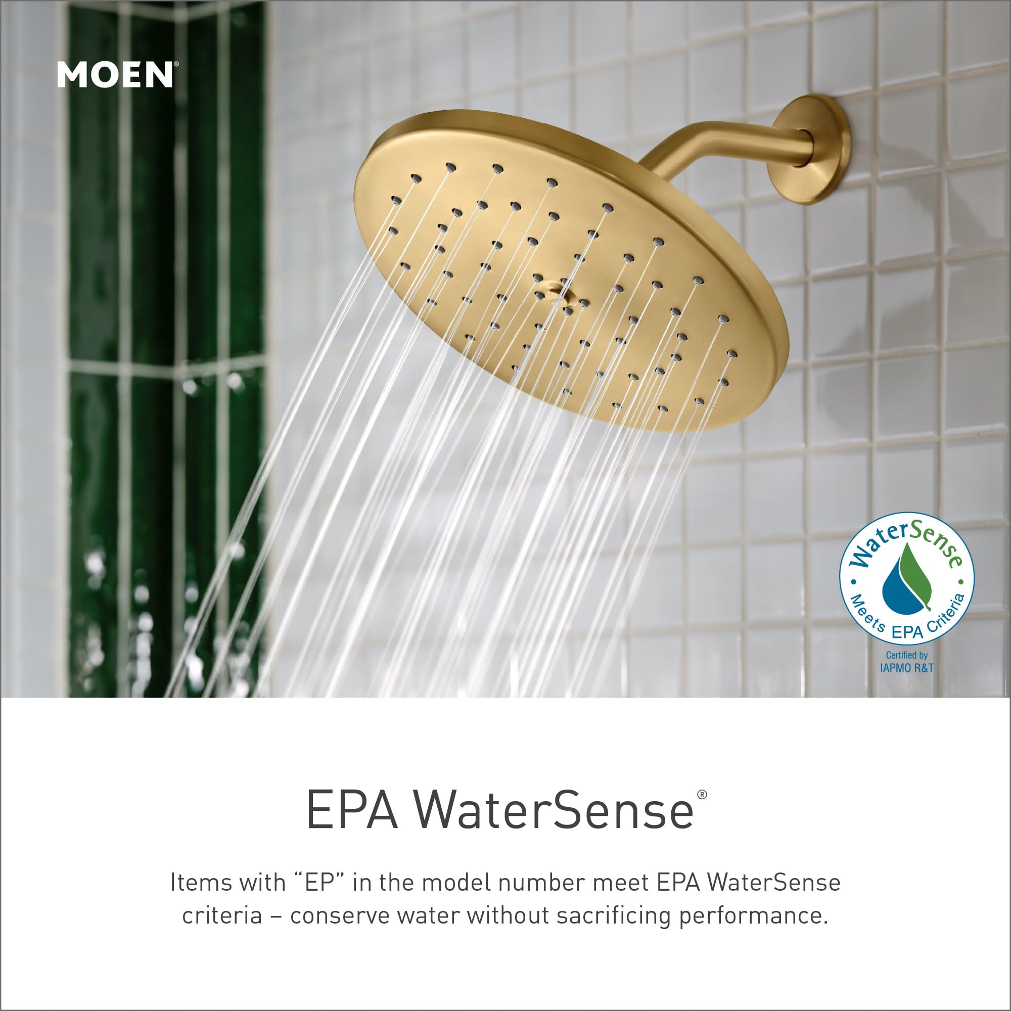 Moen Verso magnetic dock in brushed gold for quick snap-back.
