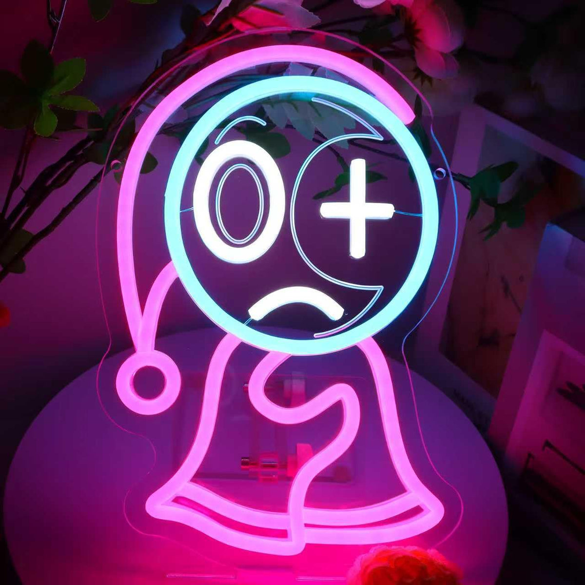 MOERBENCHI Anime Neon Sign Dandy on wall with pink and blue glow for bold decor.