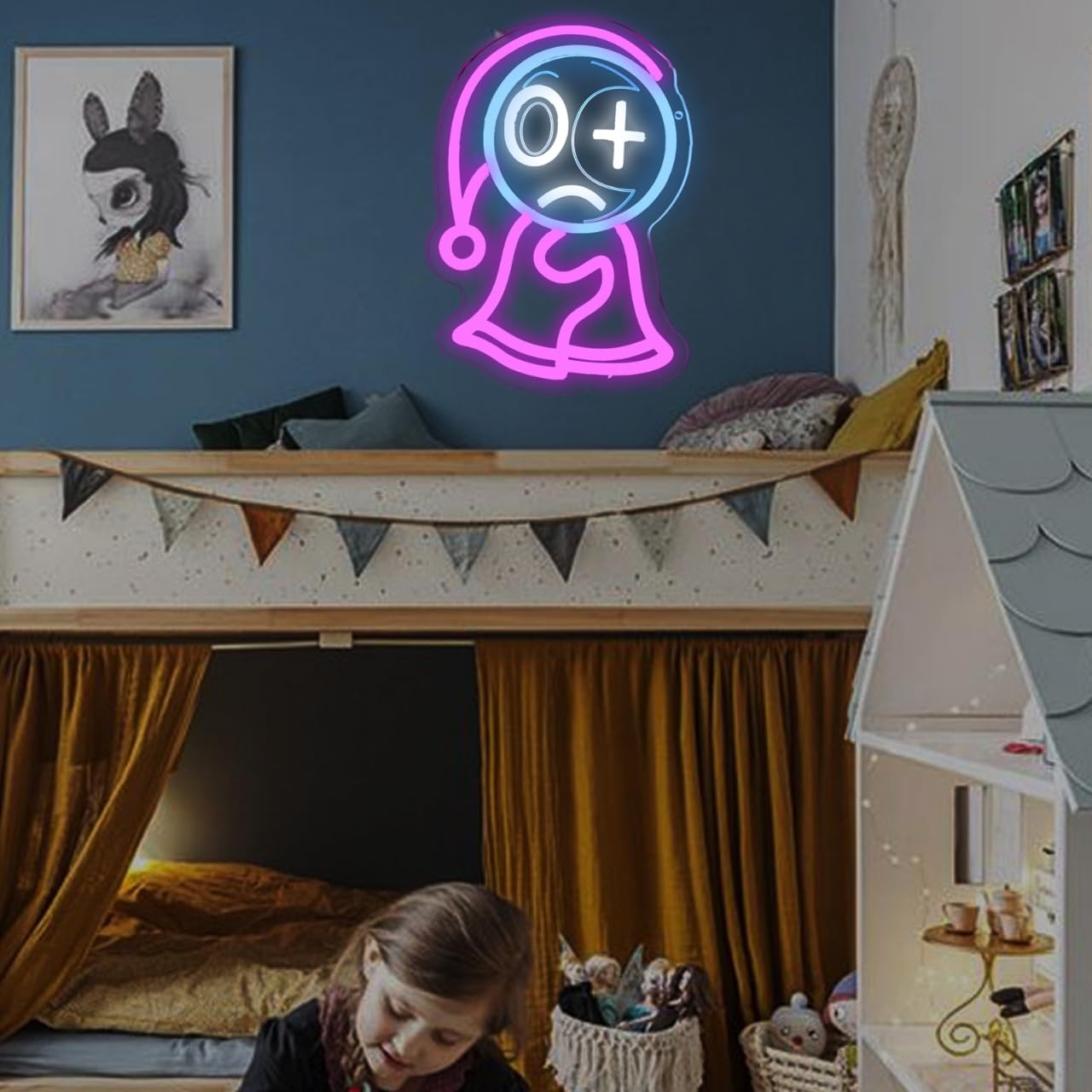 MOERBENCHI Anime Neon Sign for gaming room adds playful character.