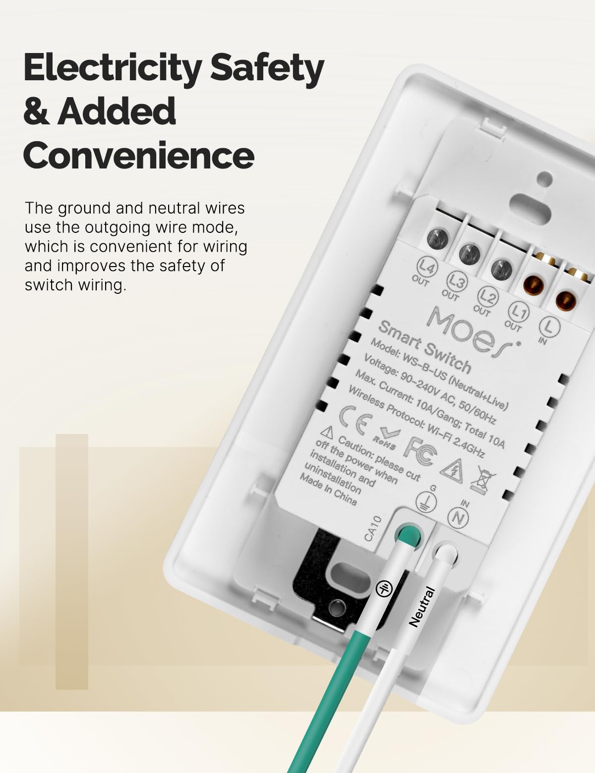 MOES double-switch side-by-side plates showcase slim design for space saving.
