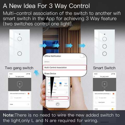 MOES dual-switch design enabling control of two lights from one location.