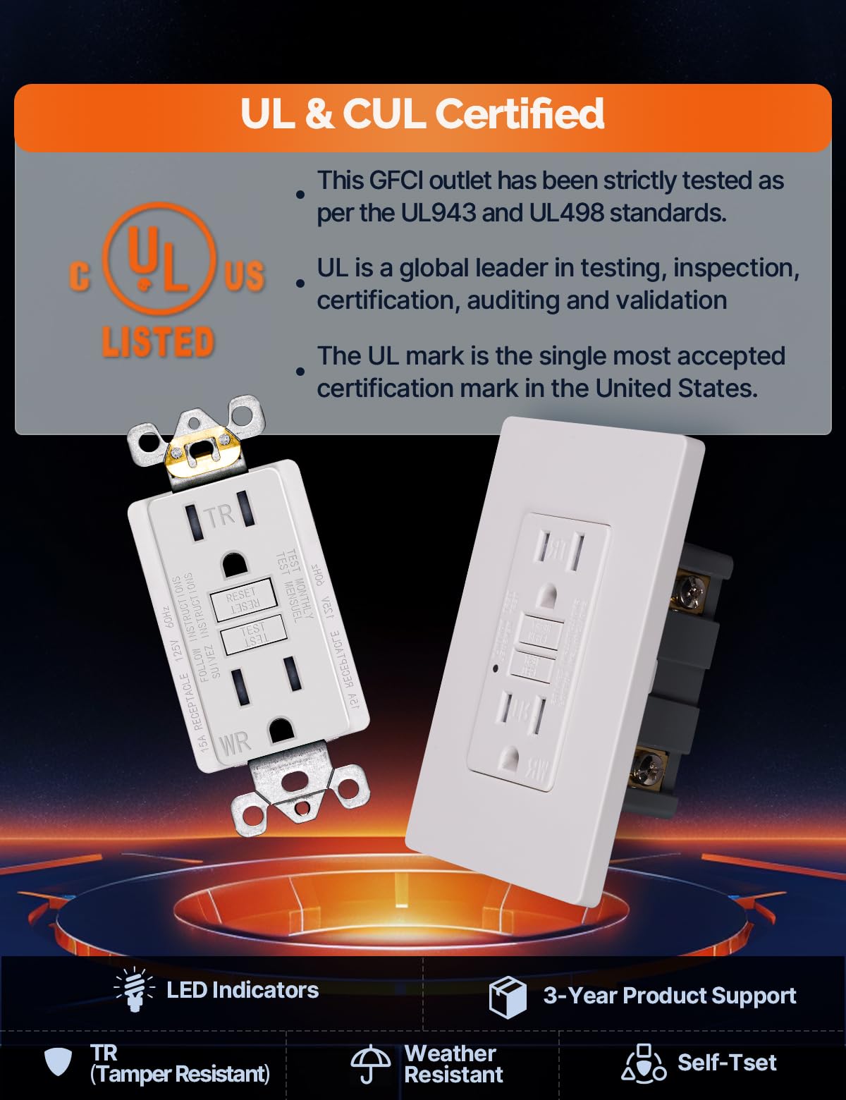MOES weather-resistant GFCI ideal for patios, decks, and garages