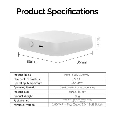 MOES multi-protocol bridge clearly connects Zigbee, Bluetooth, Tuya