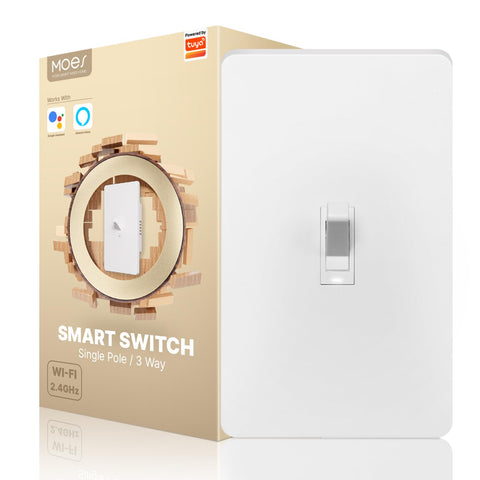 MOES New Gen smart toggle switch front view for seamless wall integration and easy control.