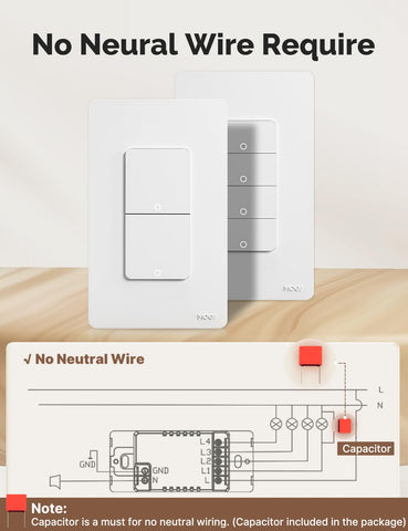 MOES two-gang wall switch installation fits compact boxes.