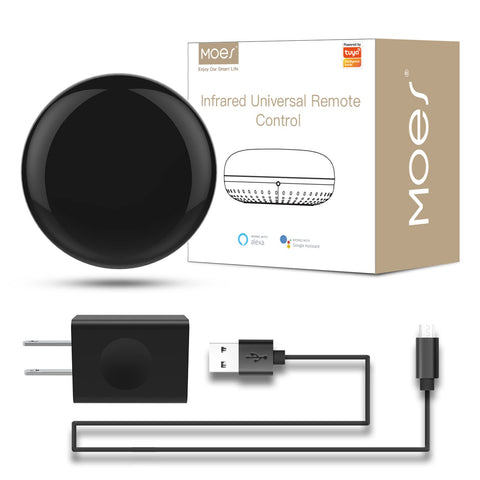 MOES WiFi Smart IR remote front view enabling compact all-in-one control.