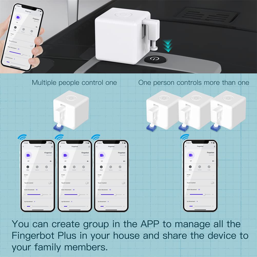 MoesGo Fingerbot Plus in living room enabling remote appliance control.