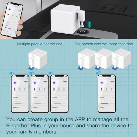 MoesGo Fingerbot Plus in living room enabling remote appliance control.
