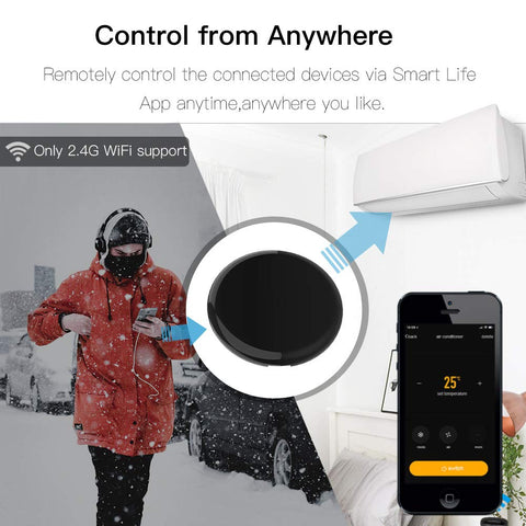 MoesGo voice control with Alexa enables hands-free TV and AC commands.