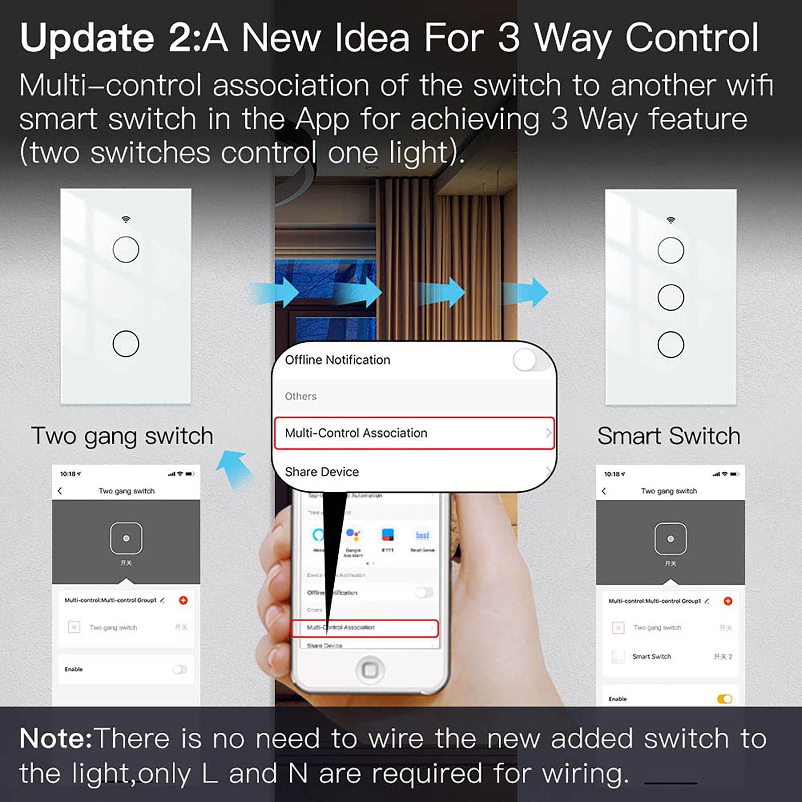 MoesGo WiFi switch shows Alexa compatibility for voice-activated lighting
