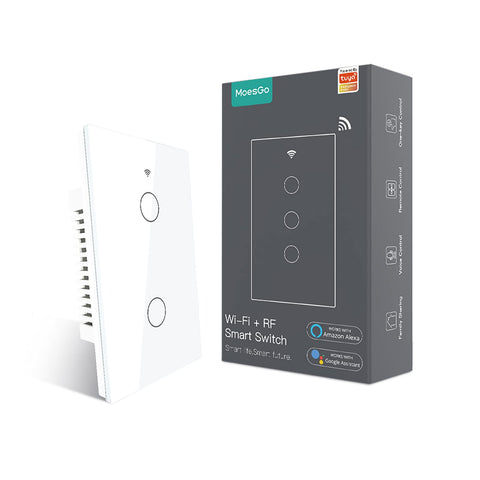 MoesGo WiFi switch with glass panel 2-gang enables remote control from anywhere