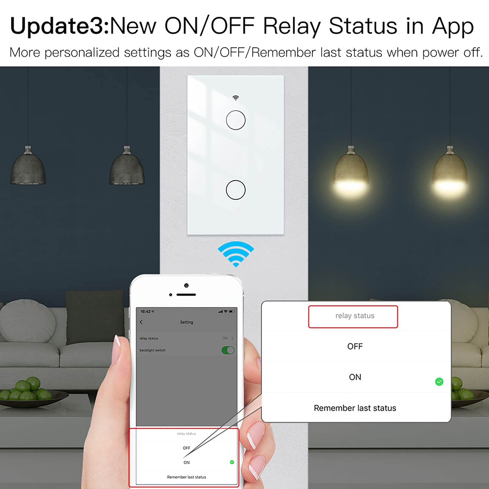 MoesGo glass panel switch compatible with Google Home