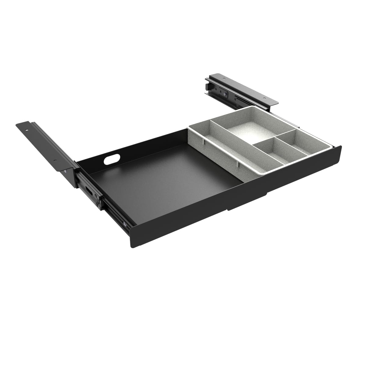 Mofangtech black under-desk storage blends with office furniture and keeps supplies tidy.