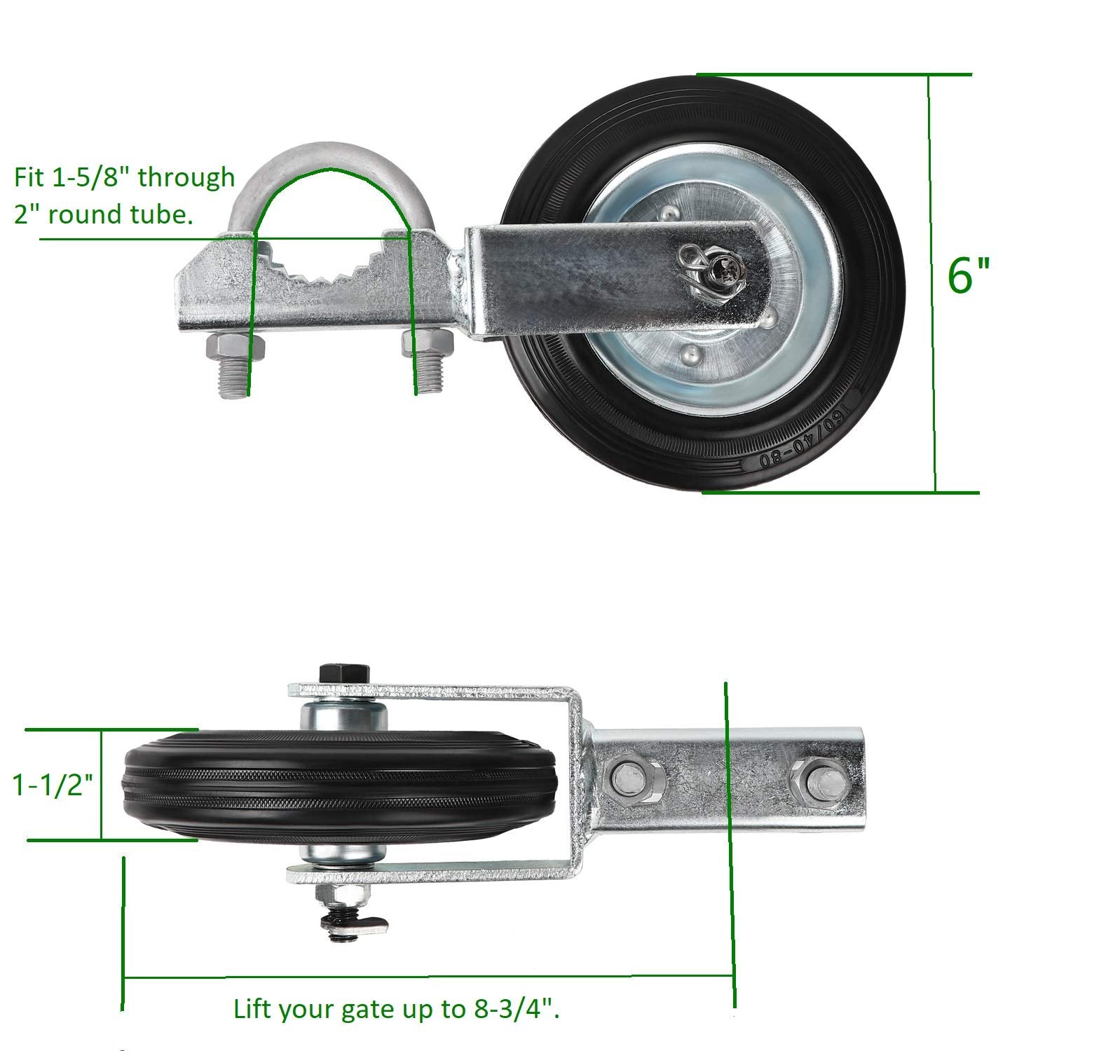 MOFEEZ gate wheel raises gate to clear uneven ground and reduce drag.