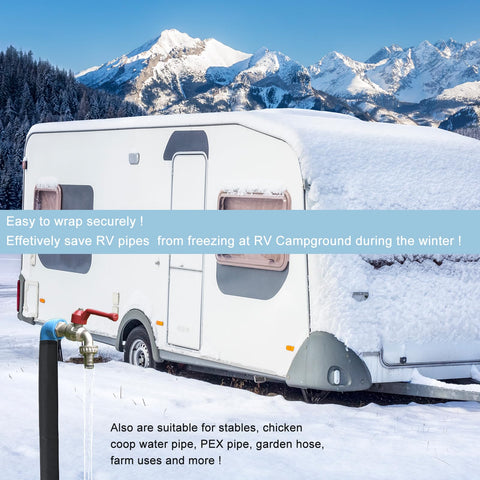 Mofuiry wrap offers freeze protection for outdoor pipes and RV hoses.