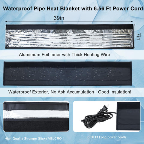 Mofuiry heat blanket with waterproof outer layer protects pipes in rain or snow.