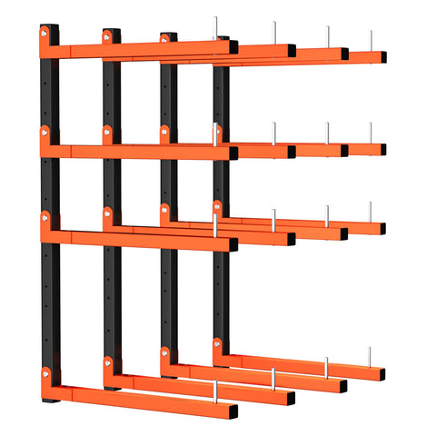 Mogbhw 4-pack wall-mount lumber rack in garage for space-saving storage.