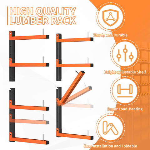 Mogbhw lumber rack with 8-level shelves organizing long boards.
