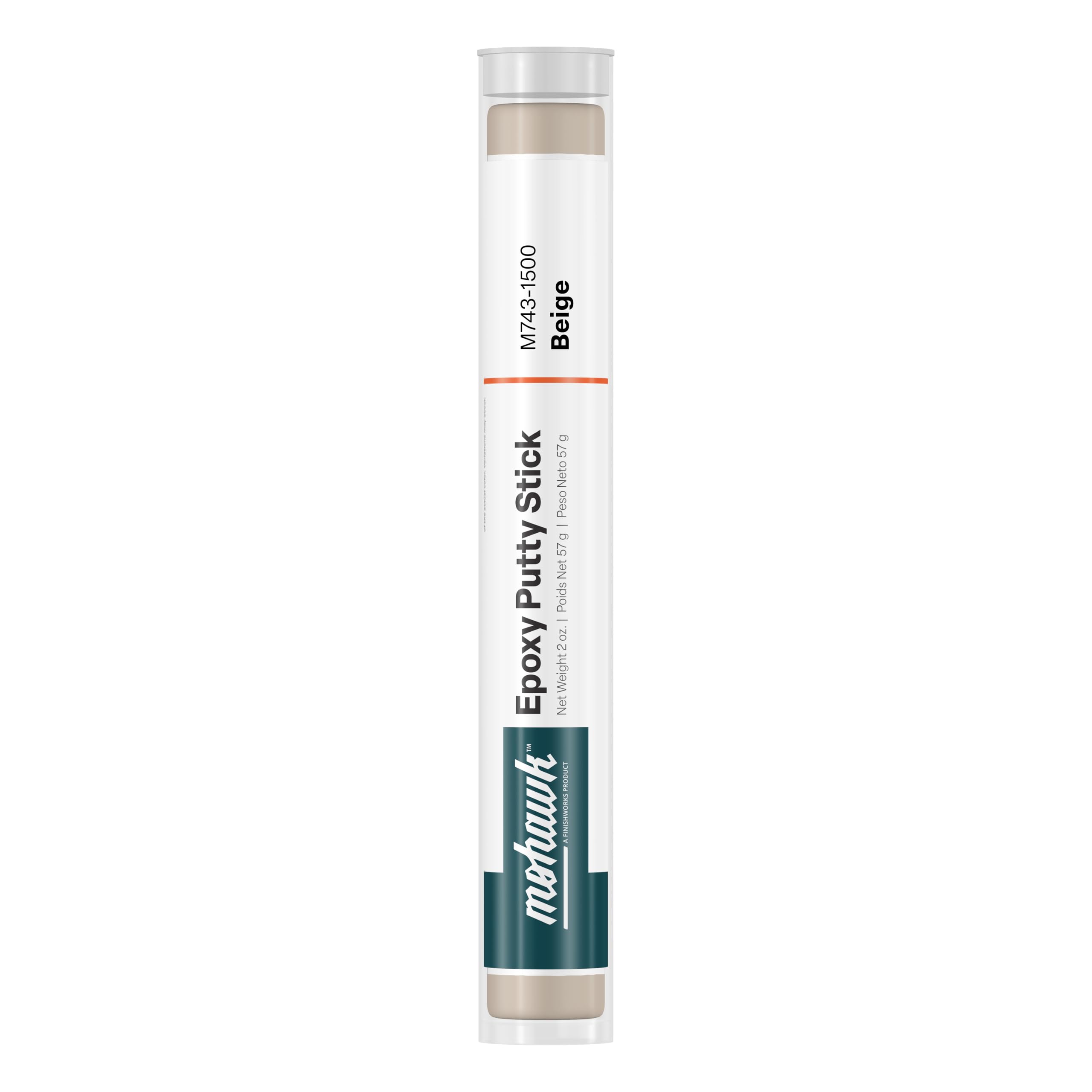 Mohawk Epoxy Putty Stick beige packaging demonstrates quick wood repairs