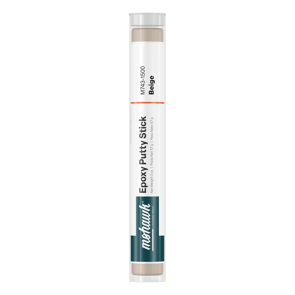 Mohawk Epoxy Putty Stick beige packaging demonstrates quick wood repairs