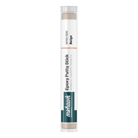 Mohawk Epoxy Putty Stick beige packaging demonstrates quick wood repairs