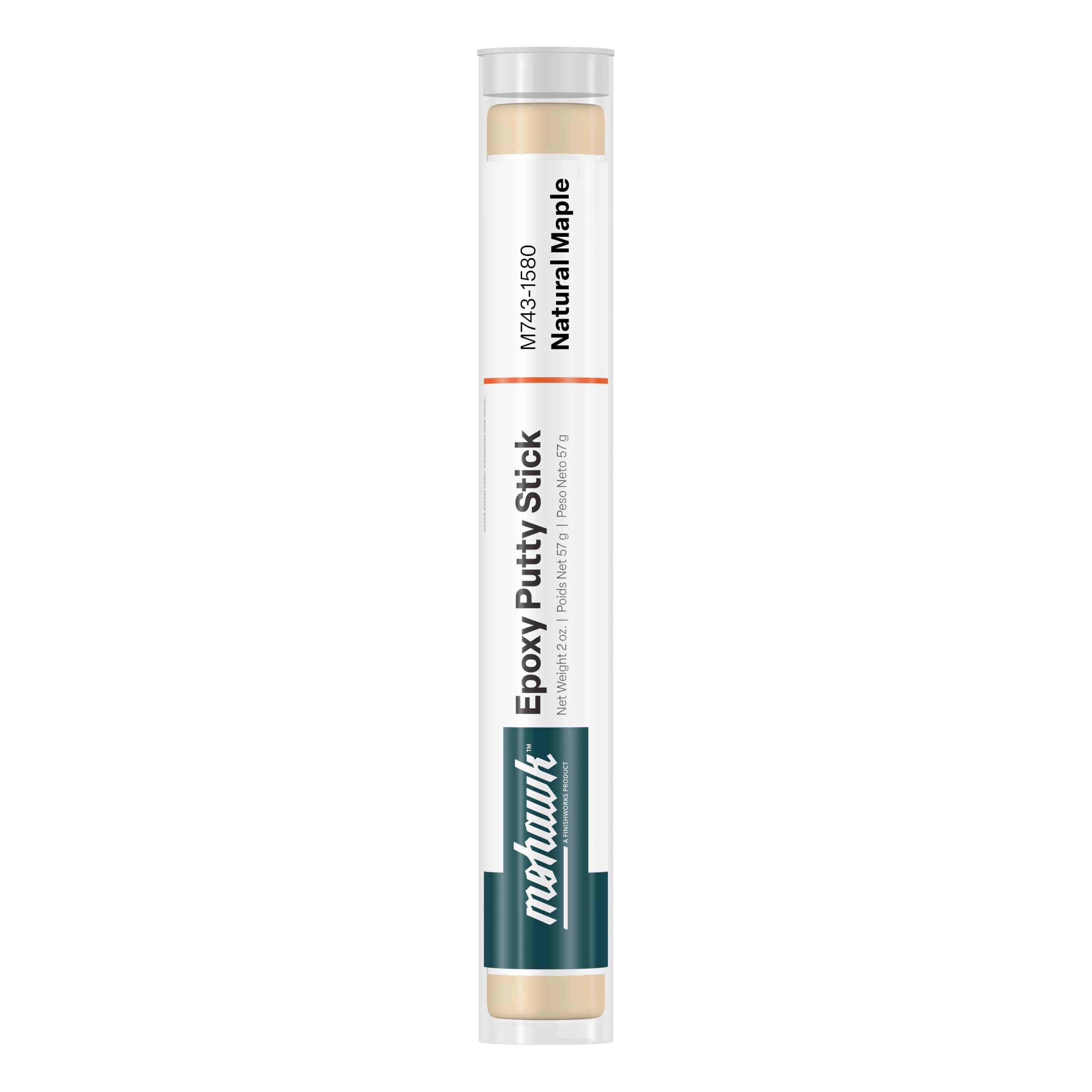 M MOHAWK epoxy putty stick in Natural Maple packaging for quick repairs.