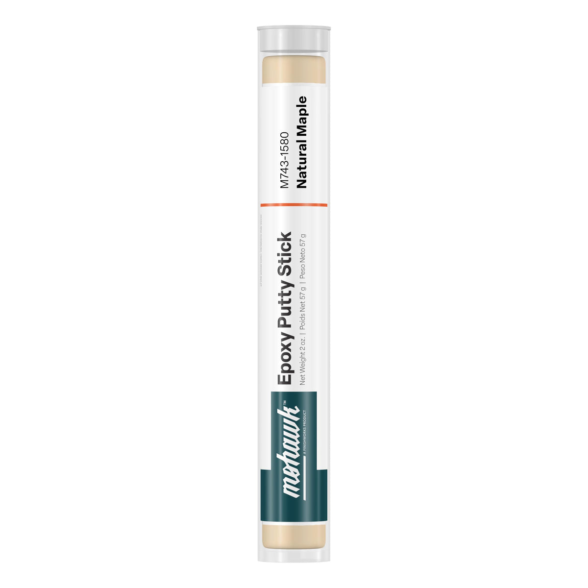 M MOHAWK epoxy putty stick in Natural Maple packaging for quick repairs.