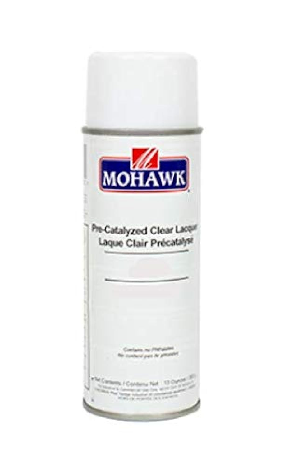 Mohawk pre-catalyzed clear finish satin aerosol can with smooth atomization and durable satin sheen.
