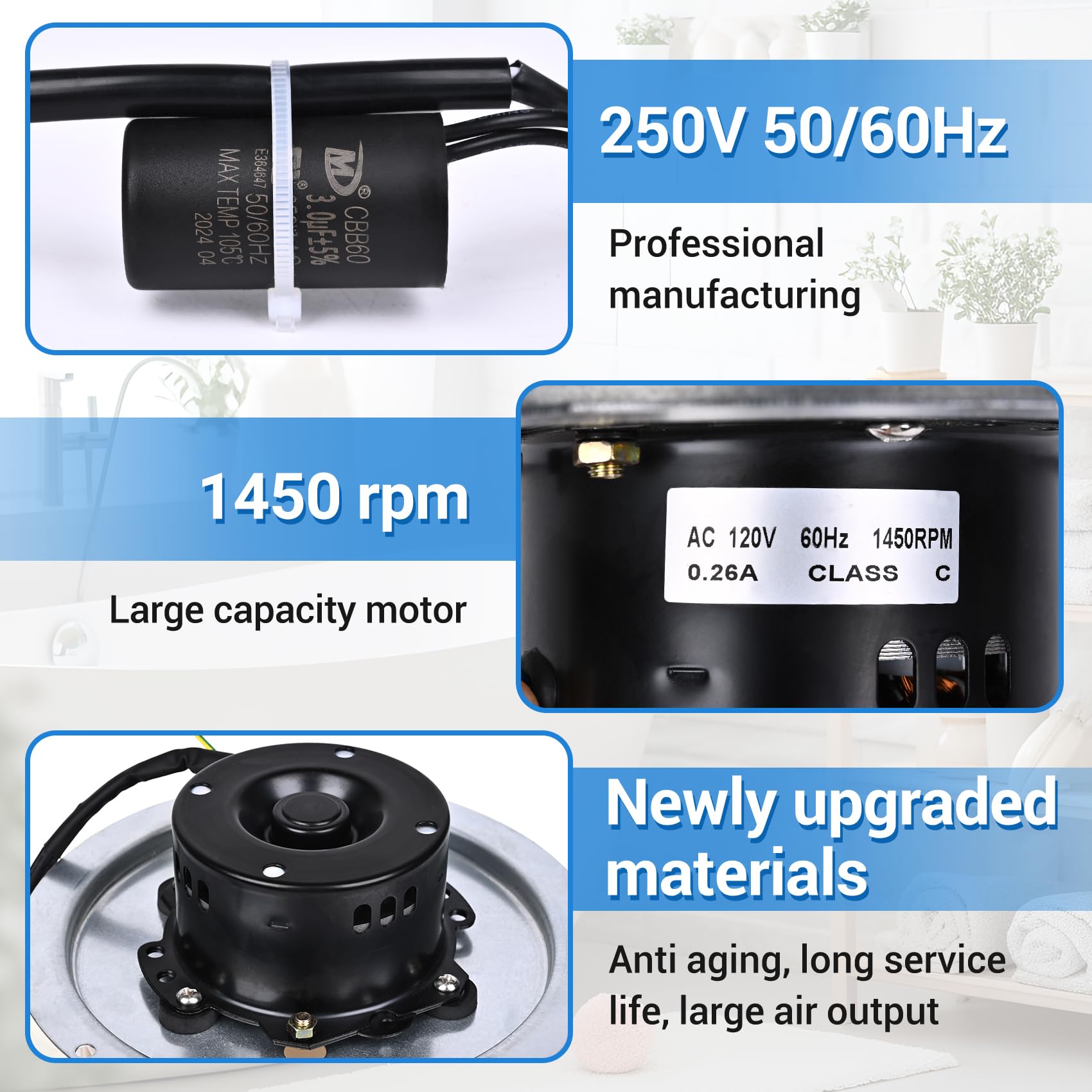 MOHTOL QT-110B motor for Nutone fans enhances conductivity and heat dissipation