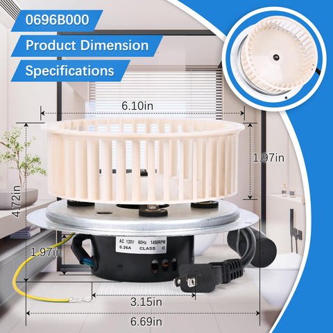 MOHTOL QT-110N-B motor delivers quiet operation for Nutone fans
