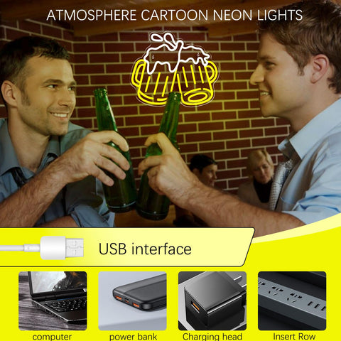Mojoish beer neon sign USB powered for flexible placement.