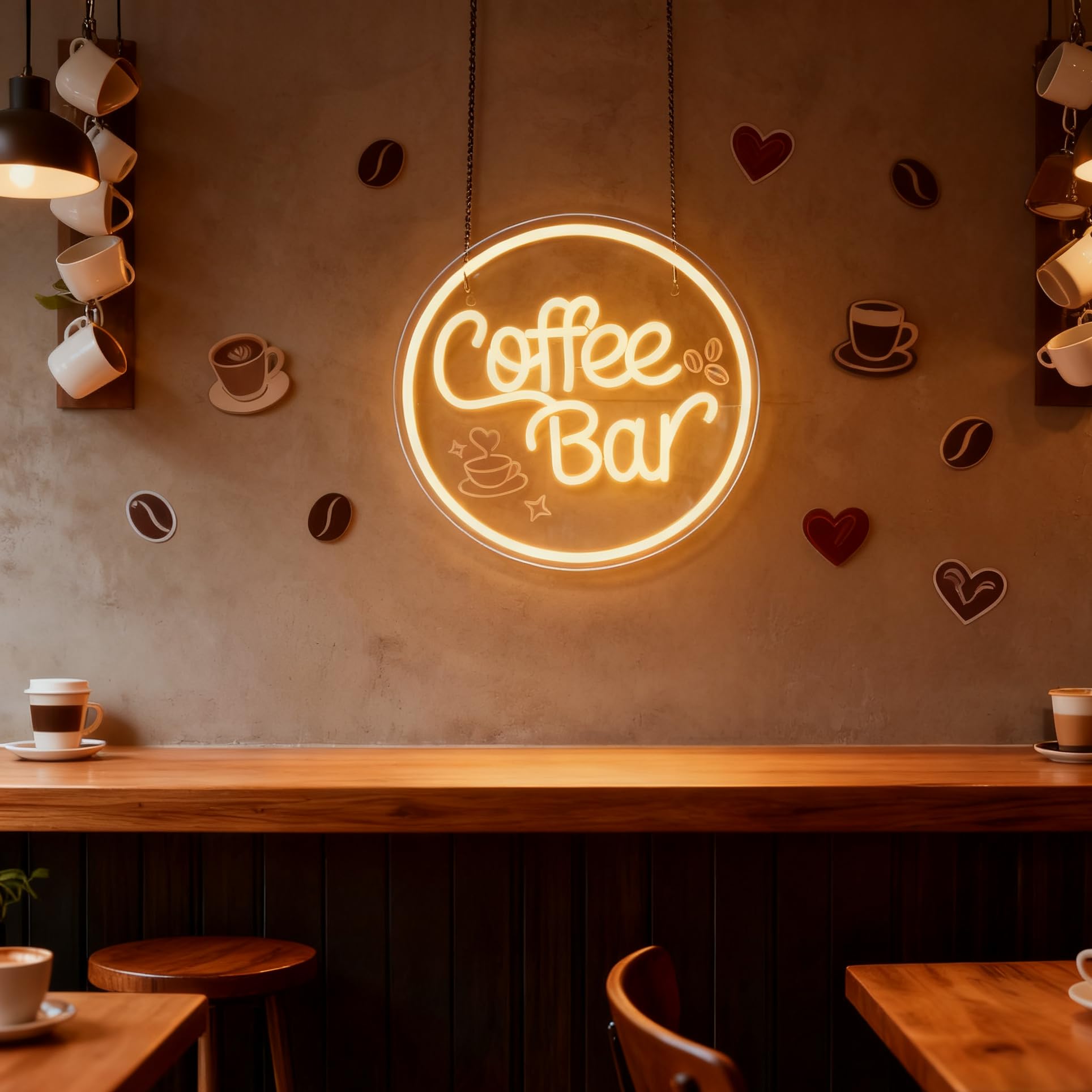 Mojoish coffee bar neon sign dimmable for adaptable cafe lighting