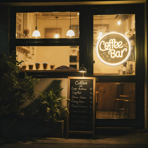 Mojoish neon sign makes a thoughtful gift for coffee lovers