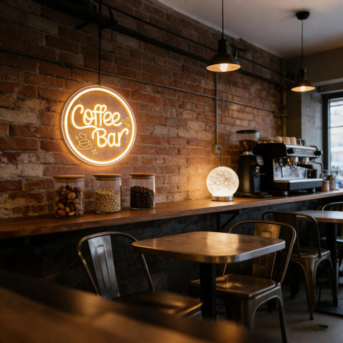 Mojoish neon sign USB powered for safe use in busy spaces