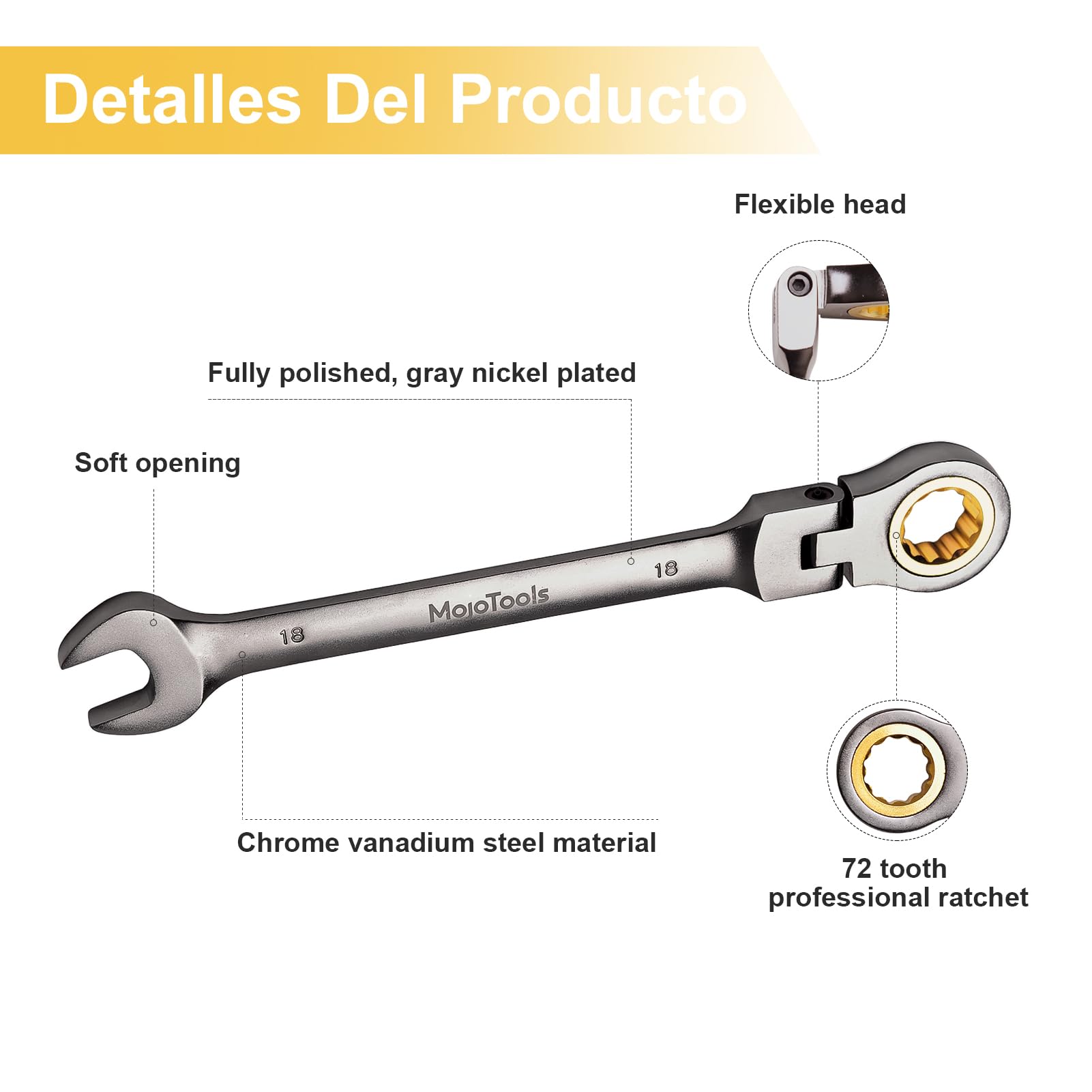 MoJoTools 72-tooth ratchet provides smooth operation in cramped engine bays.