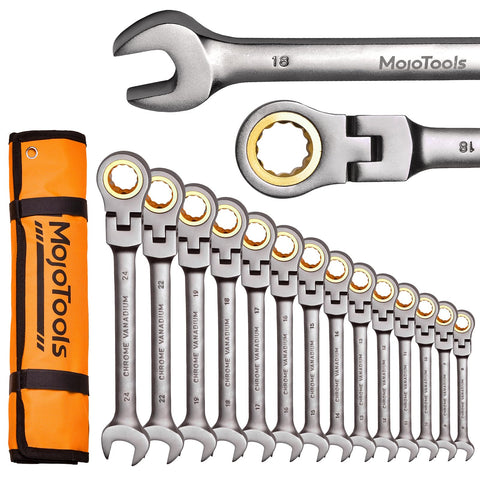 MoJoTools flex-head 8mm wrench enables tight-space access for automotive tasks.