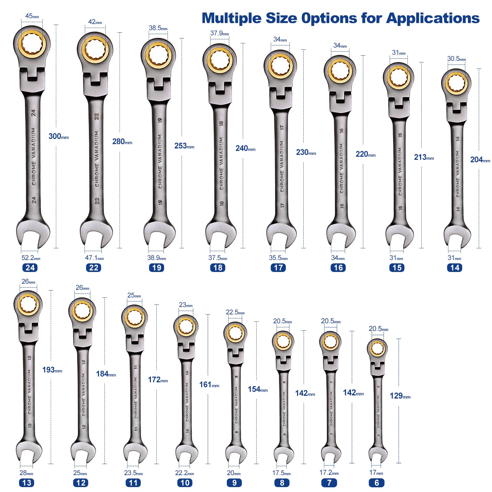 MoJoTools flex-head ratcheting wrench enabling access in tight engine bays.