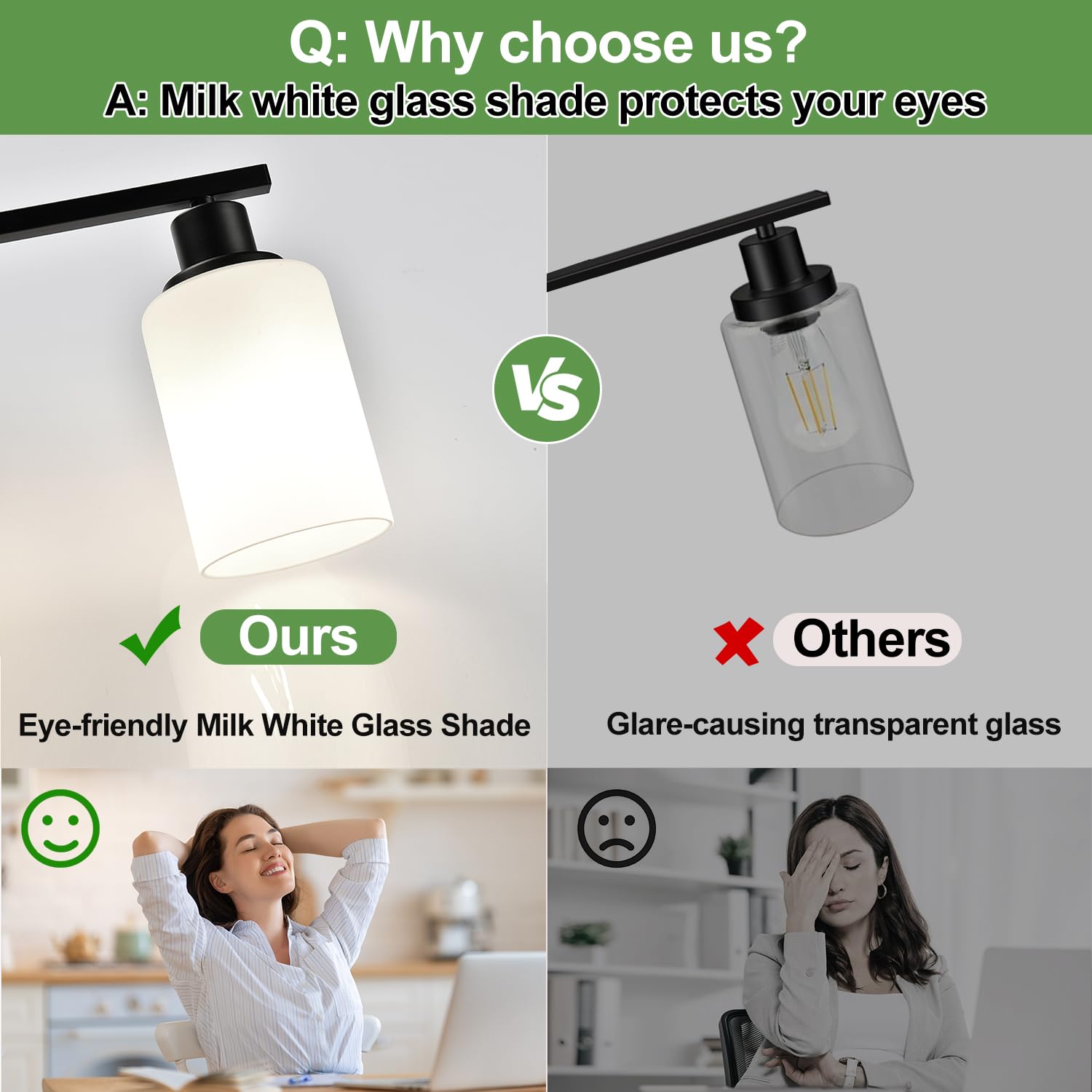 MOKATNG milky glass shade creates diffused light and comfort.
