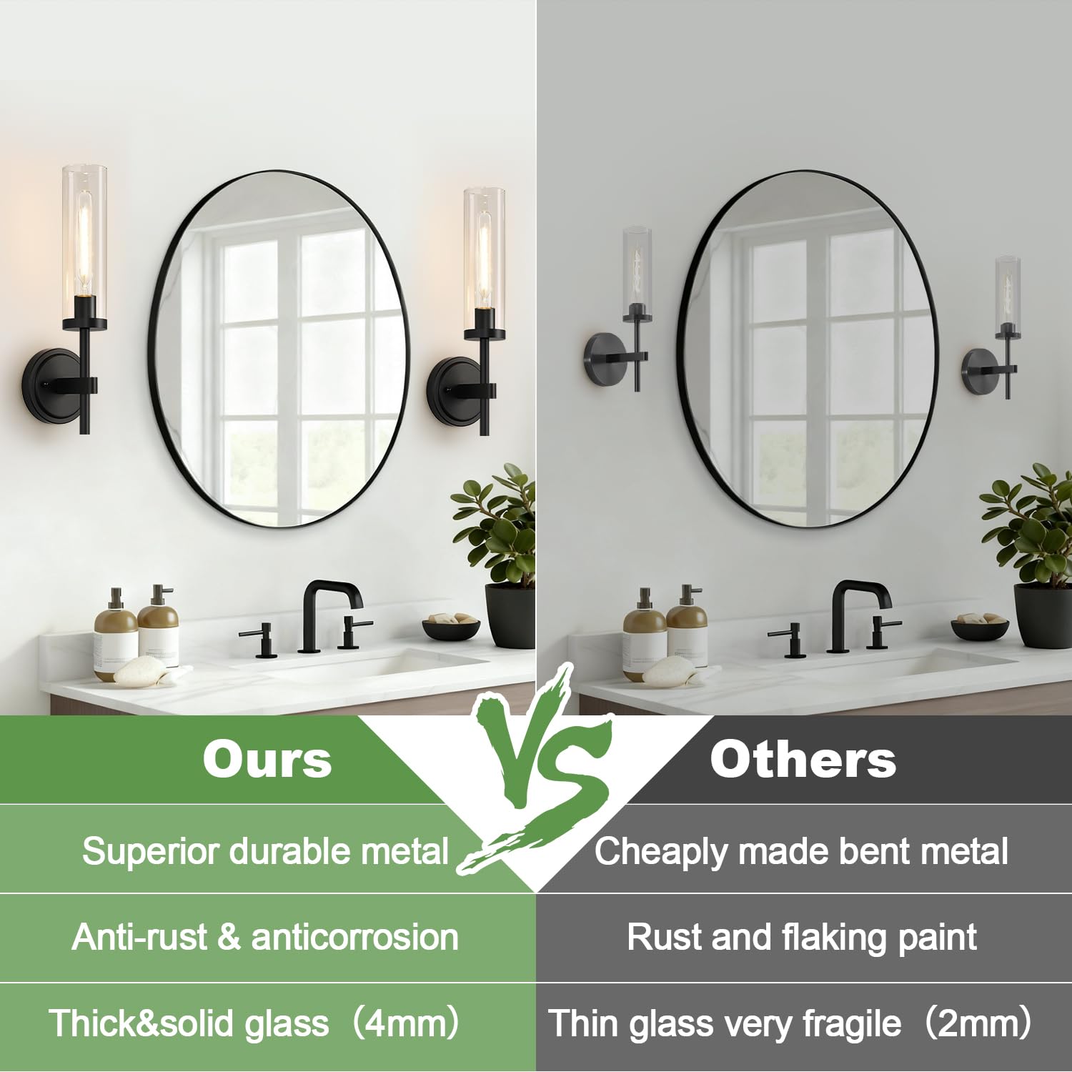 MOKATNG wall sconce clear glass shade provides bright, diffused light