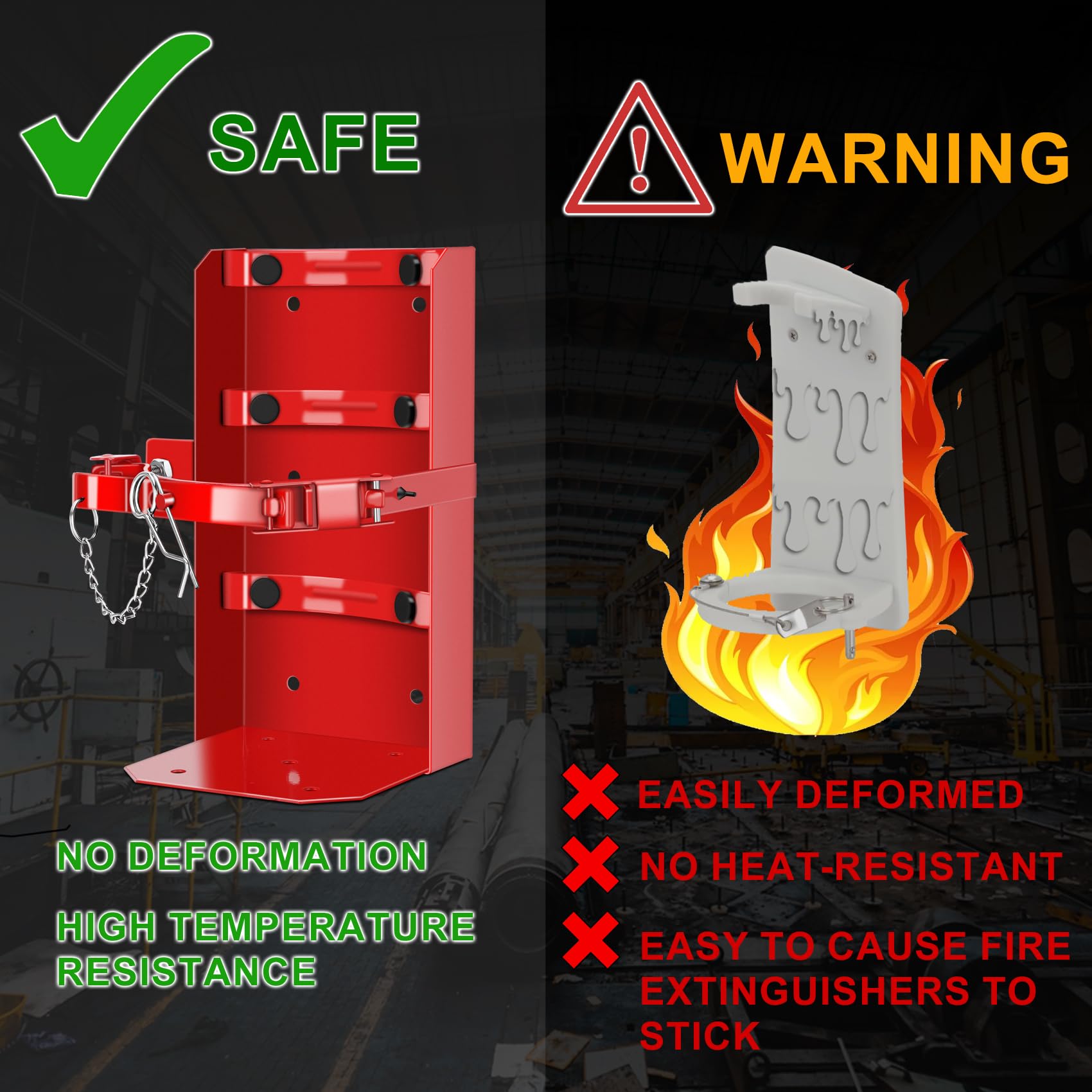 Mokemok garage workshop setup featuring robust extinguisher mount