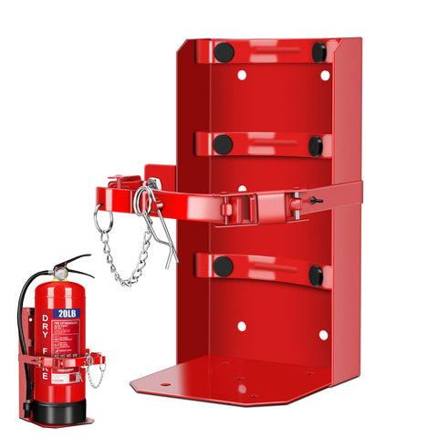 Mokemok heavy-duty bracket front view for secure extinguisher mounting