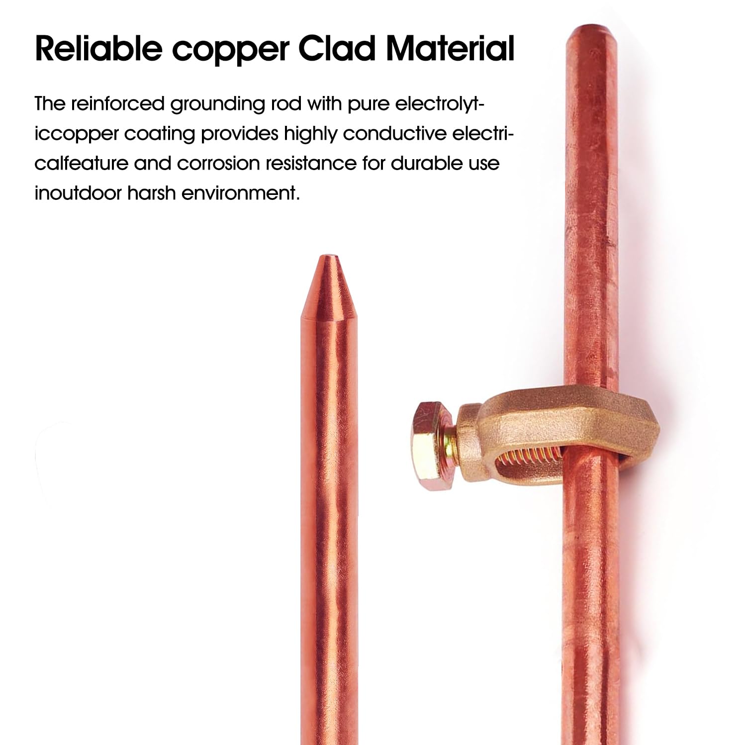MOKIKUBA copper-clad grounding clamps for secure connections in harsh soil.