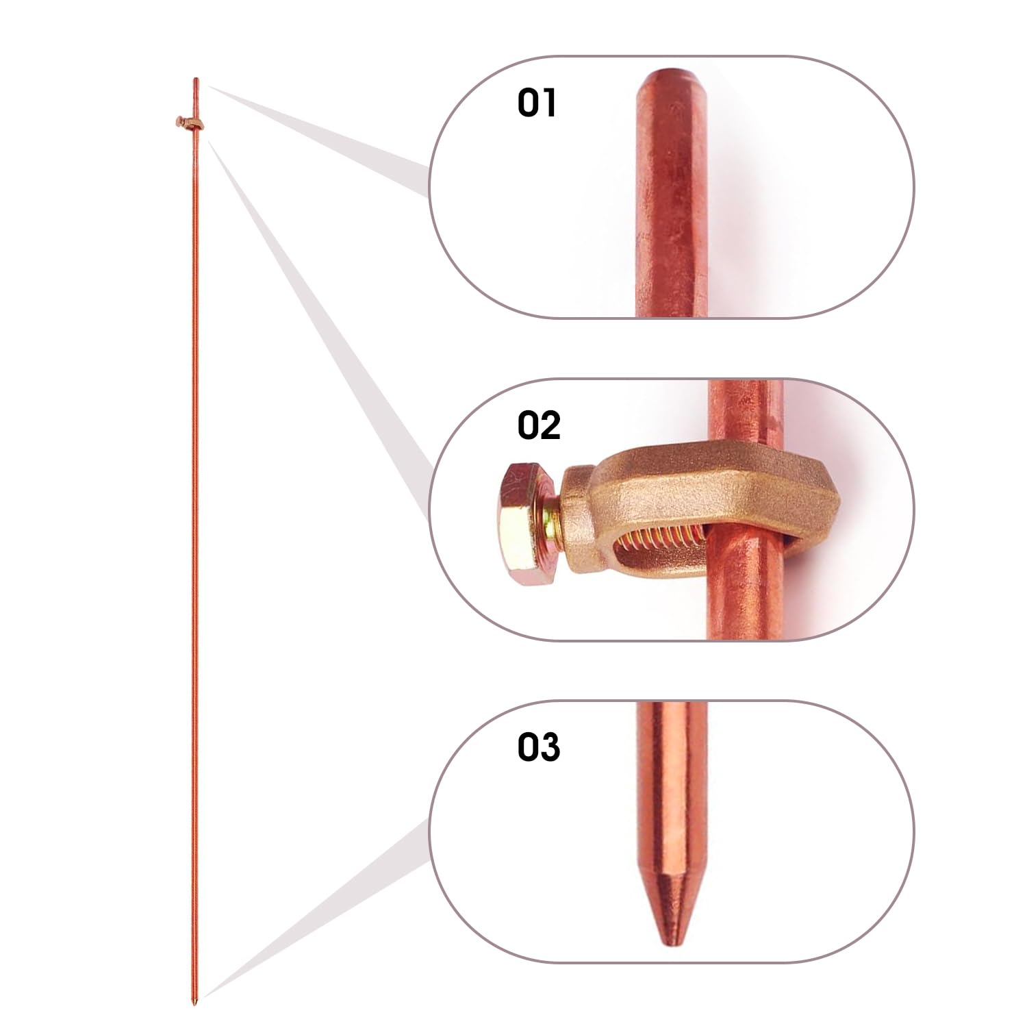 MOKIKUBA 4 ft grounding rods ready for professional-grade earthing.