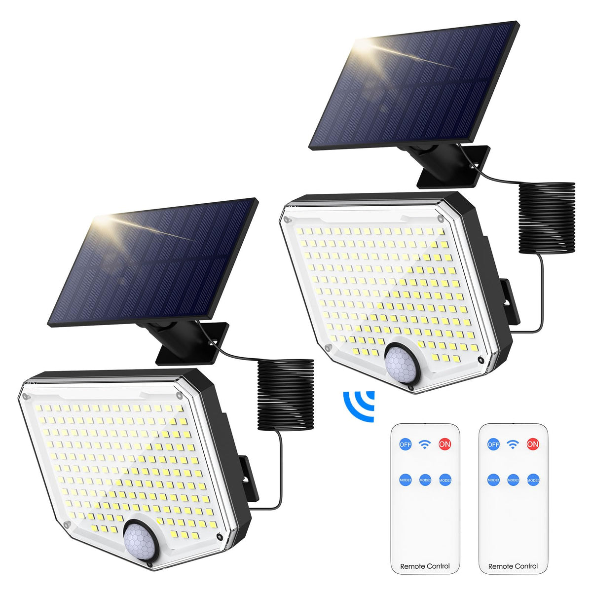 MoKo solar lights outdoor 222 LED for broad, bright illumination.