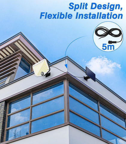 MoKo solar-panel-and-light-separation enables flexible sun placement.