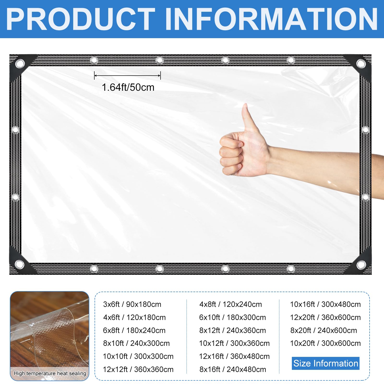 Mokoey clear tarp with easy installation rope for fast setup.
