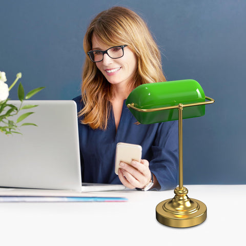 MOKOQI Green Bankers Desk Lamp brass base detail